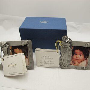 Fort Pewter 2*2 golfing picture frames – lady golfer and golf bag.